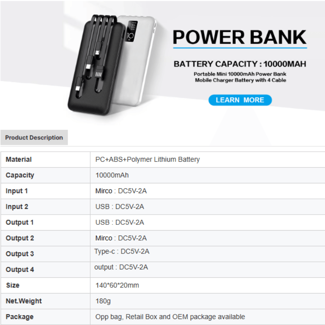 POWER BANK J-CELL 5-IN-1